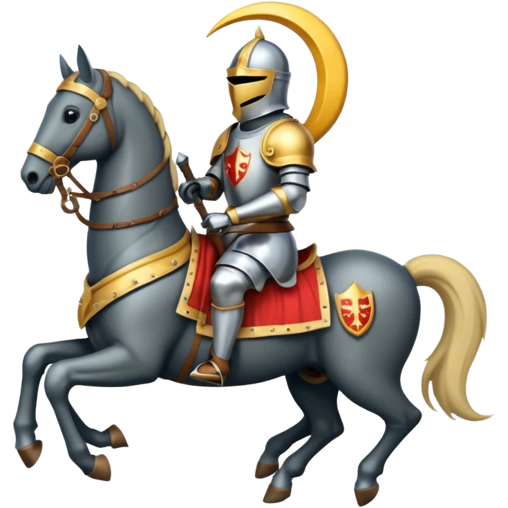 Medieval knights on a horse with moon emoji