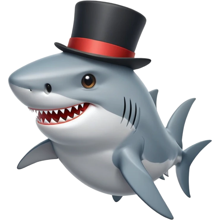 Shark with a top hat emoji