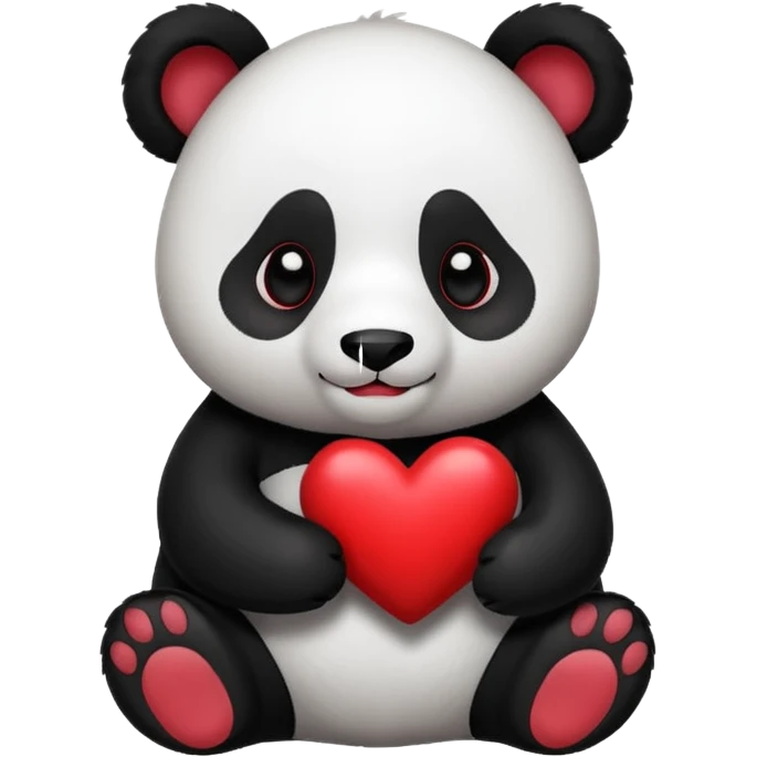 panda with  dark red heart  emoji