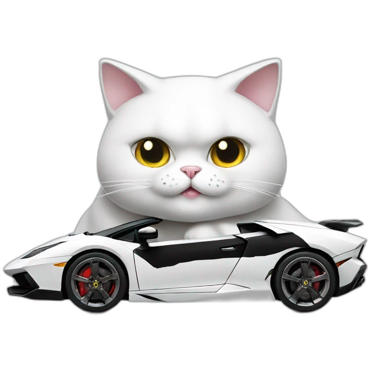 Fat-White-cat-driving-lamborghini emoji