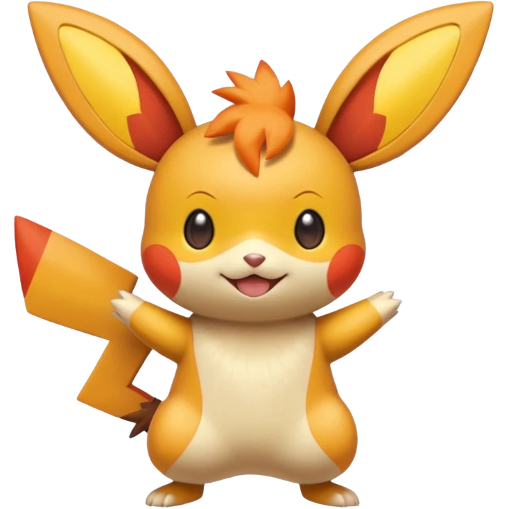 Plusle-Pichu-Victini-Minccino-fusion, full body emoji