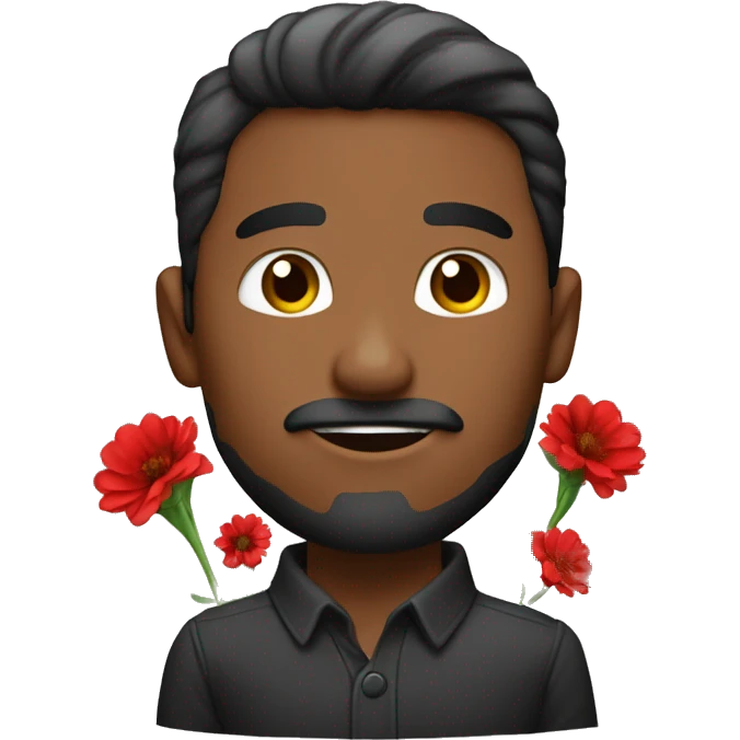 hombre castaño dando flores rojas  emoji