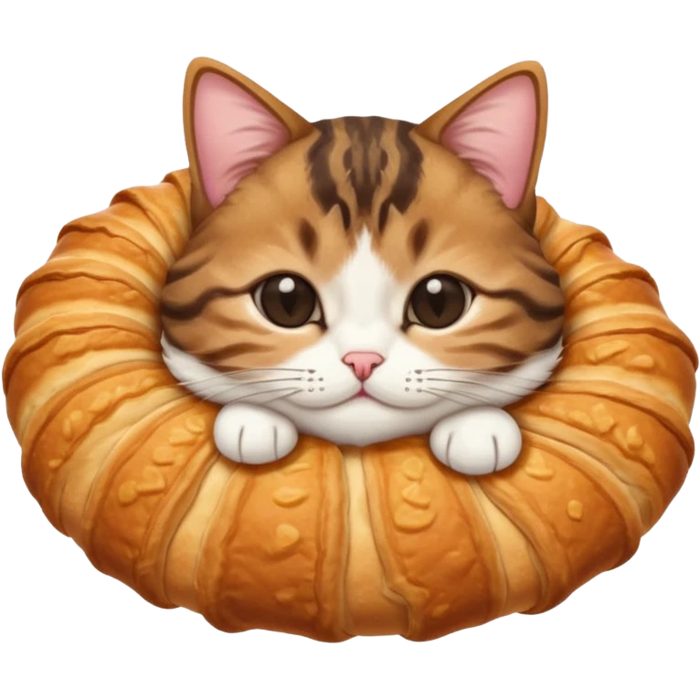 dark brown tabby and white cat in croissant position upside down with eyes closed emoji