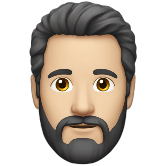 German man at 35 years with middle long black hair and beard emoji