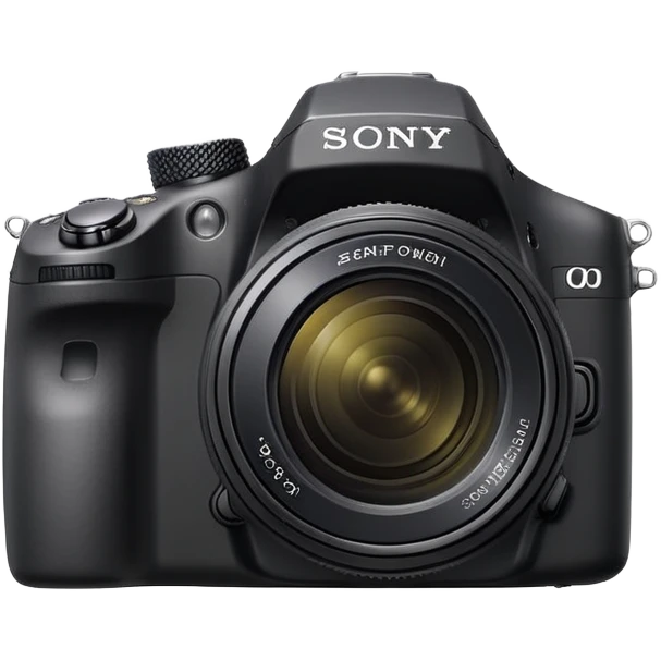 Simple DSLR camera, minimal details, basic shape of a Sony camera, clean design emoji