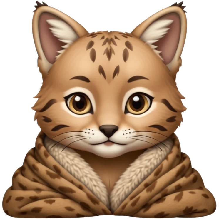 Cozy bobcat cub in blanket emoji