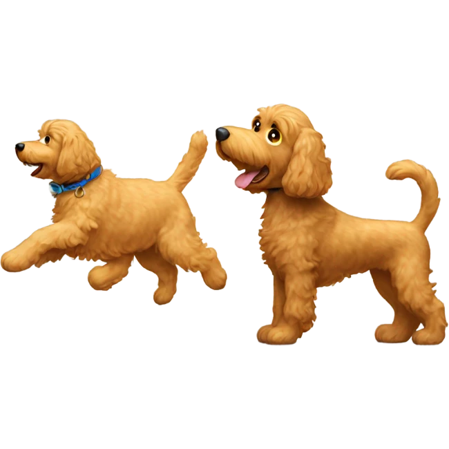 Golden Doodle hunting a cat emoji
