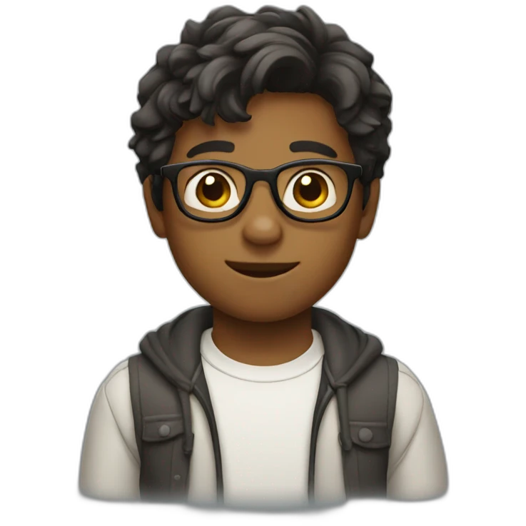 Boy with glasses and medium hair  emoji