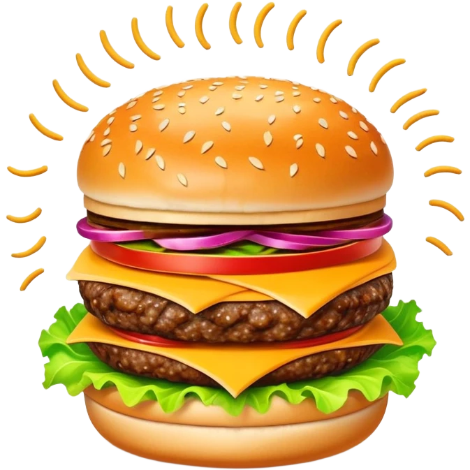 hamburger in the center with electron particles orbiting around it emoji