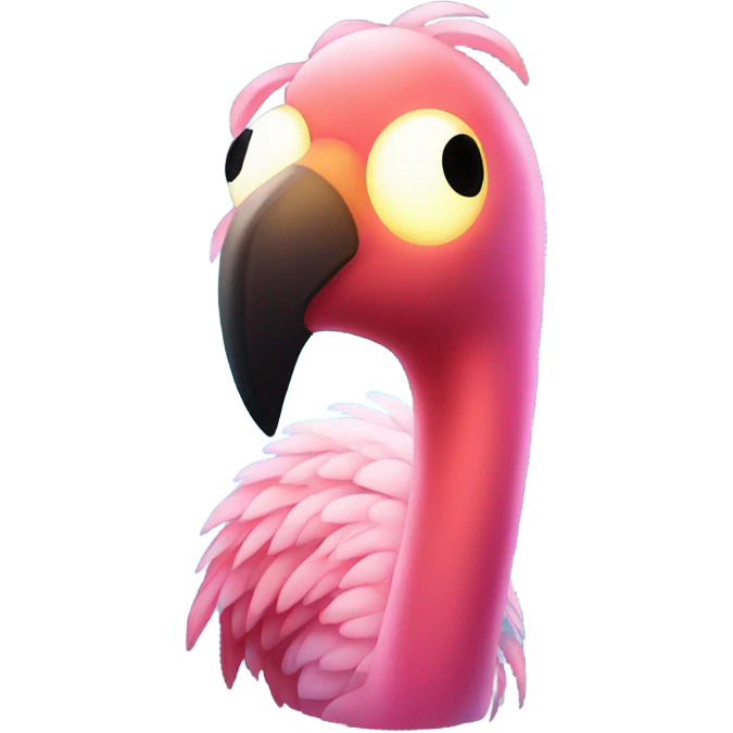 Glowing cartoon flamingo emoji