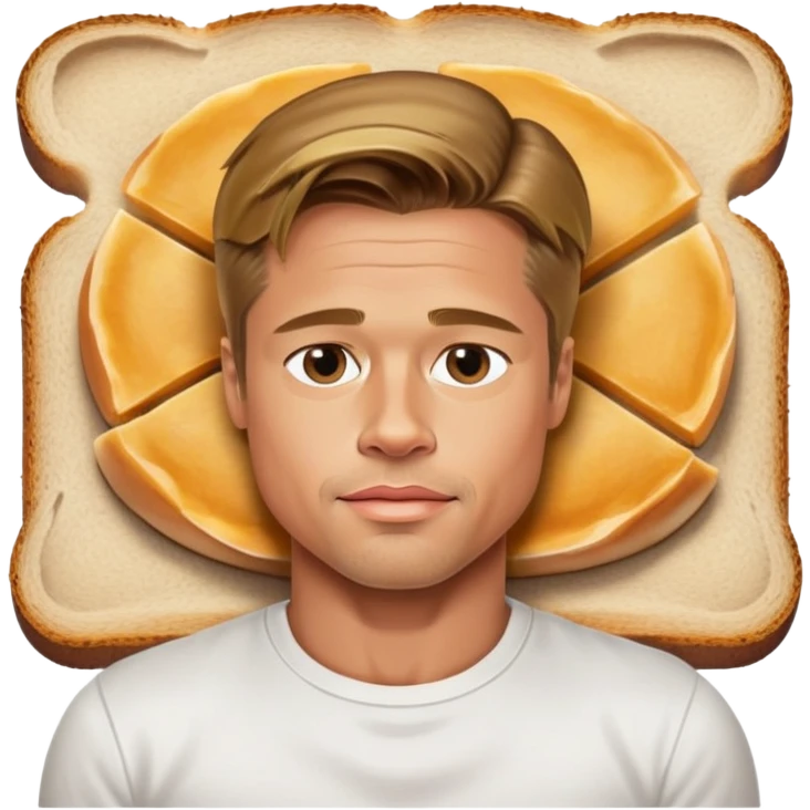 Brad Pitt lying on a slice of bread emoji
