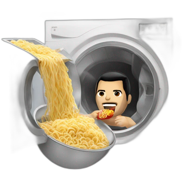 freddie mercury eating ramen in a dryer emoji
