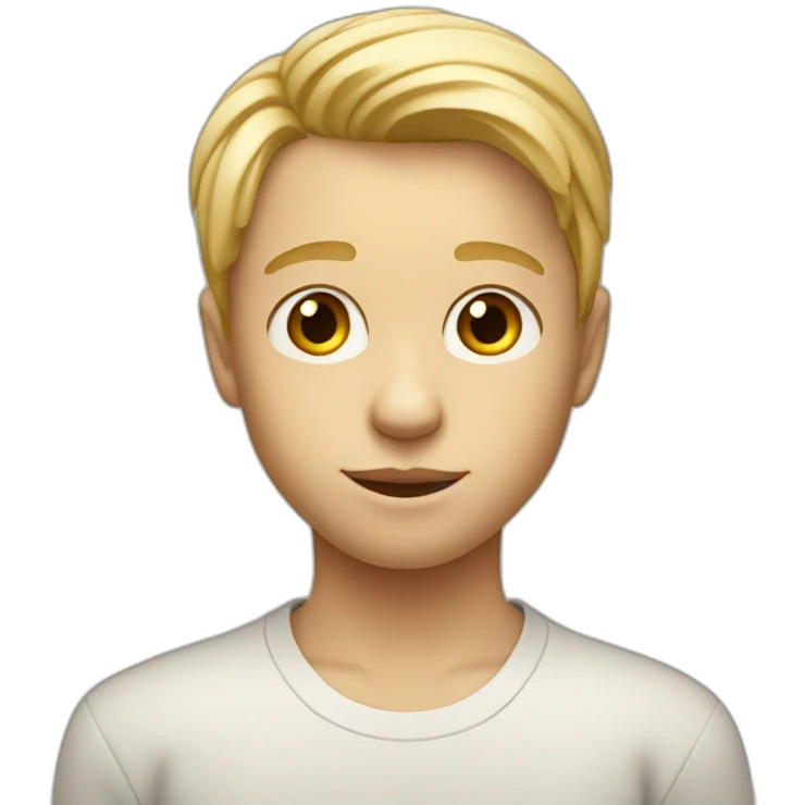 13y old blond boy with hair flat straight forward over his forehead  emoji