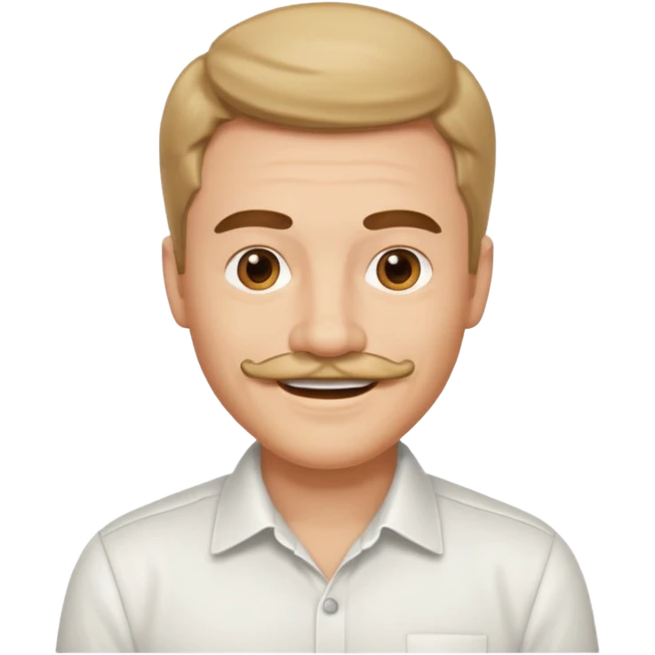 mustached man with medium hair and white shirt emoji