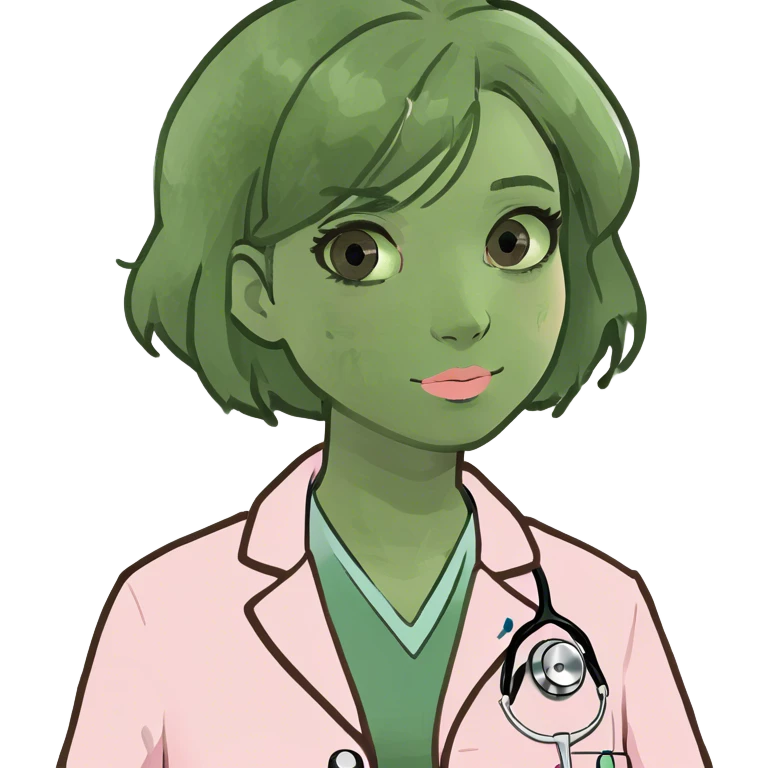 blonde girl with short hair, white skin, pink blush, she will be a veterinarian and brown eyes emoji