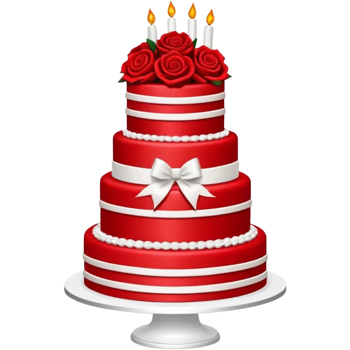 Solid red wedding cake with red roses, all elements red colored emoji