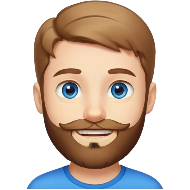 smiling boy with beard portrait blue eyes emoji