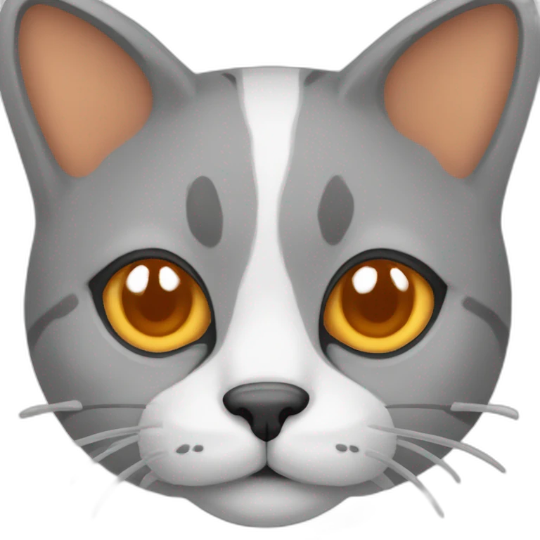 cat with white nose, one ear orange, and the other ear grey emoji