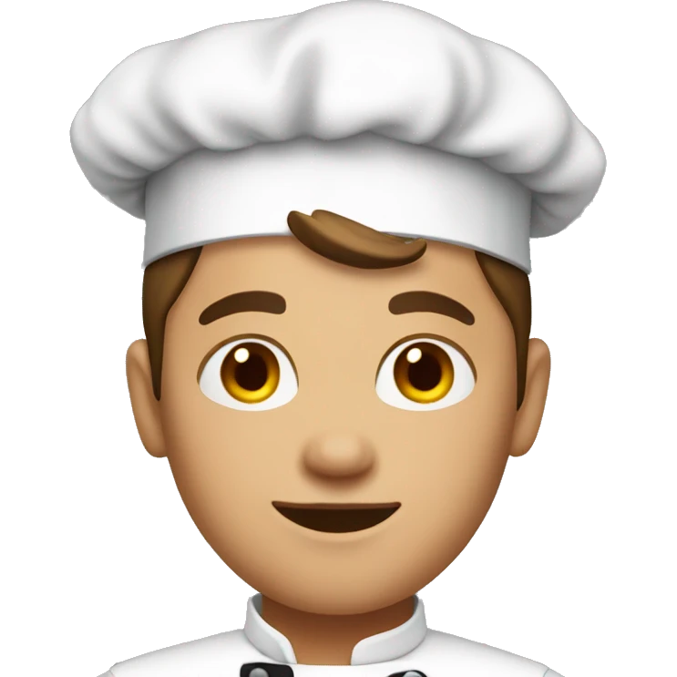 young adult white with short brown hair as a chef emoji