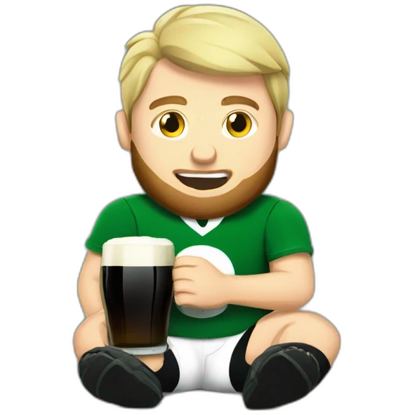 Drunk irish rugby player drinking guiness emoji