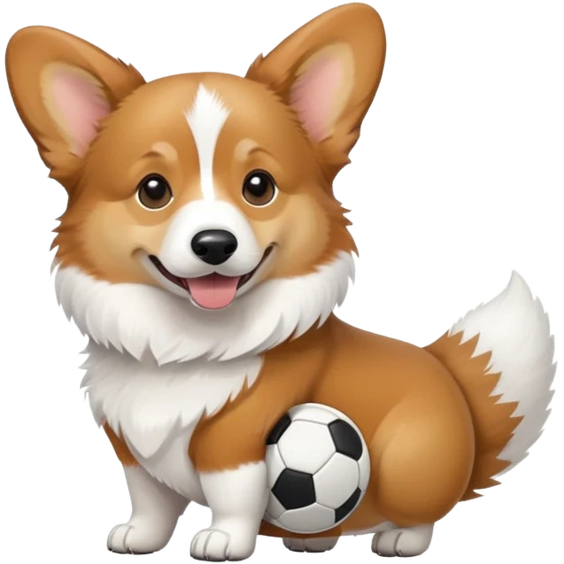 Corgi with tail with soccer ball  emoji