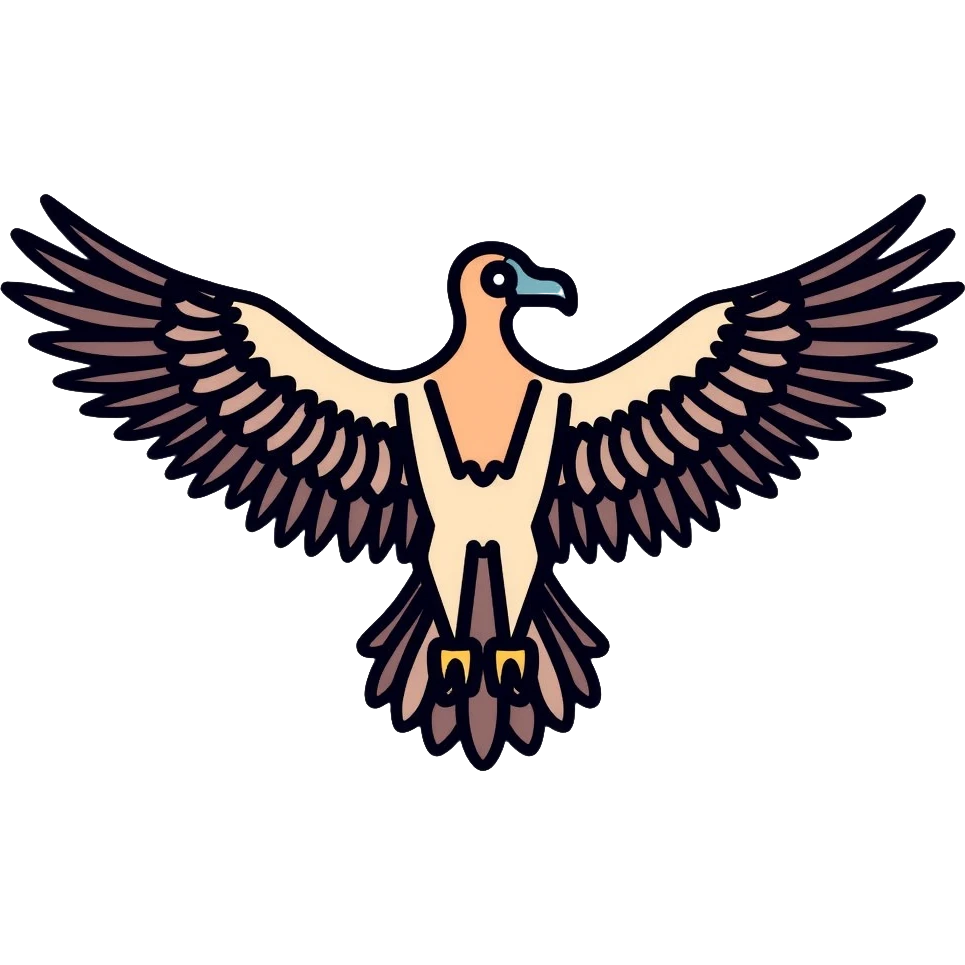 realistic vulture with spread wings, detailed feathers and characteristic head emoji