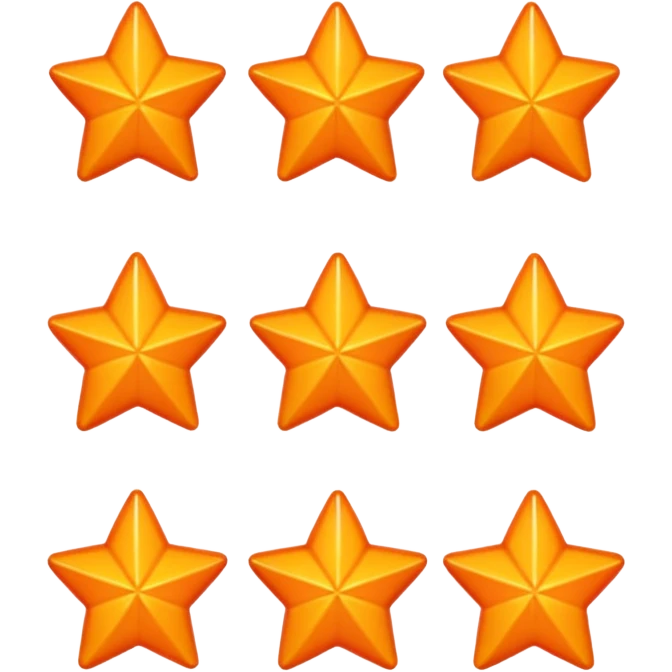 5 solid orange stars in a row emoji