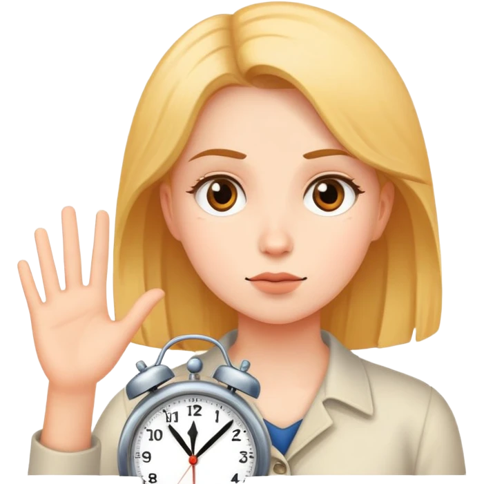 Girl saying clock it emoji