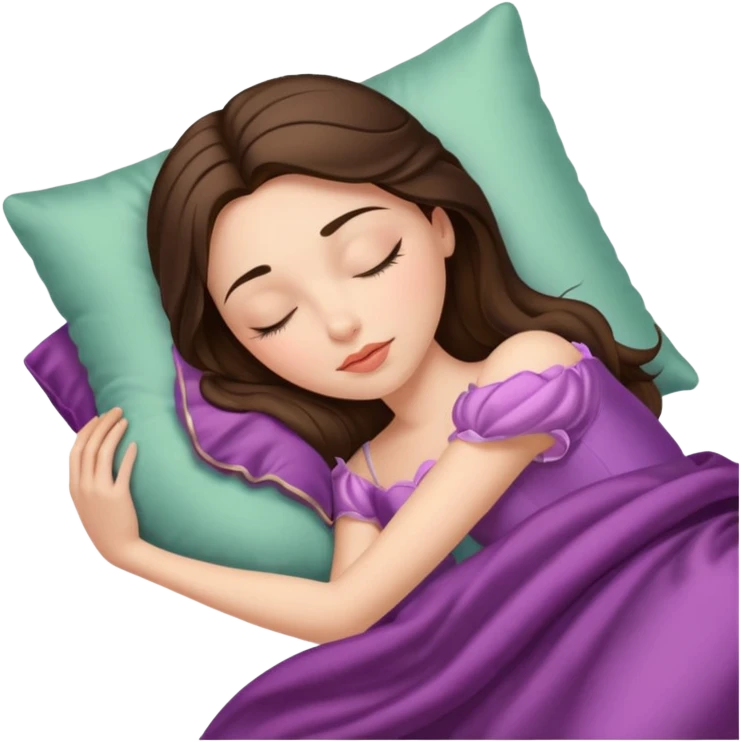 sleeping beauty brunette white girl with a silk pillow emoji