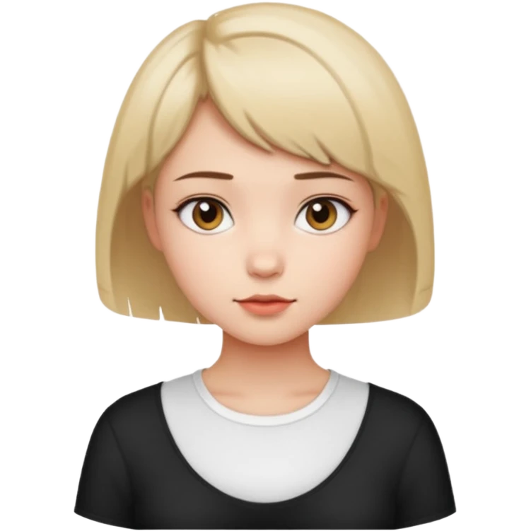 Gadis cantik, lucu, aesthetic, rambut pendek, baju putih emoji