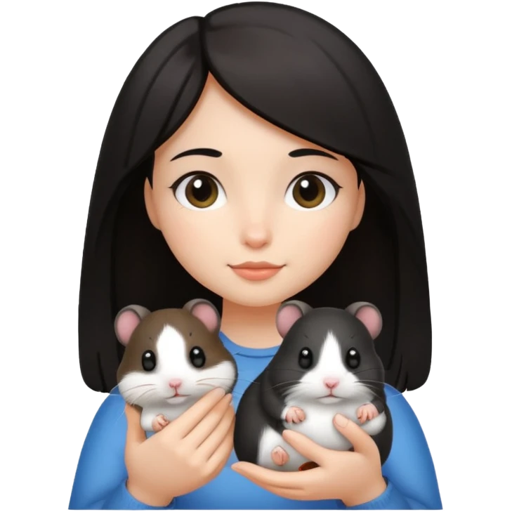 darkhair girl with black and white hamster  emoji
