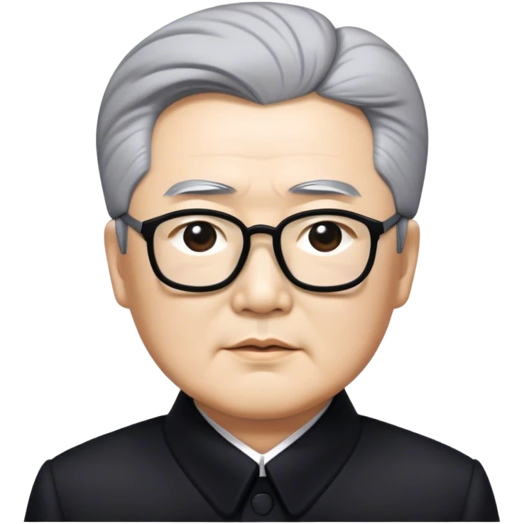 Grey haired Kim il sung wearing black emoji