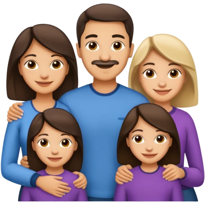 Light skin Hispanic family of 6 mom, dad, two 20 yr old daughters, 20 year old son, and 10 year old daughter emoji