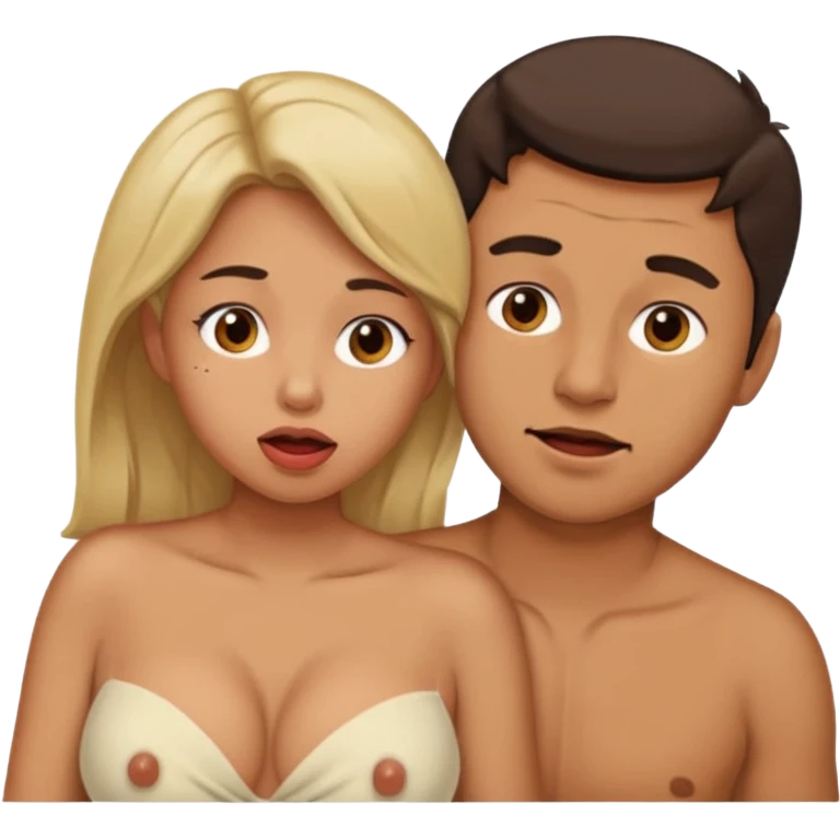 Homem com a boca nos peitos de uma mulher  emoji