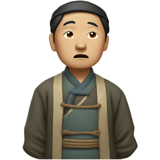 photorealistic sad Chinese peasant 1960s emoji