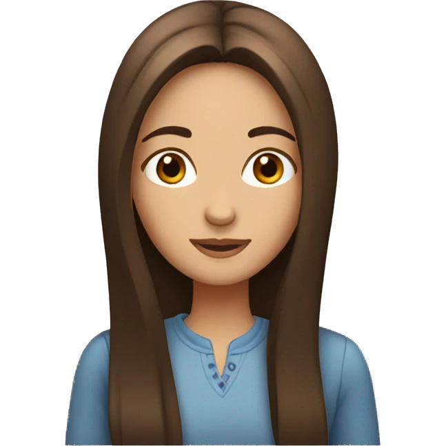 Girl with long brown straight hair and brown eyes emoji