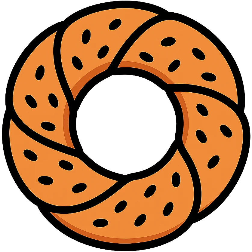 simit bread, lineal color outlined icon style, clean and clear emoji