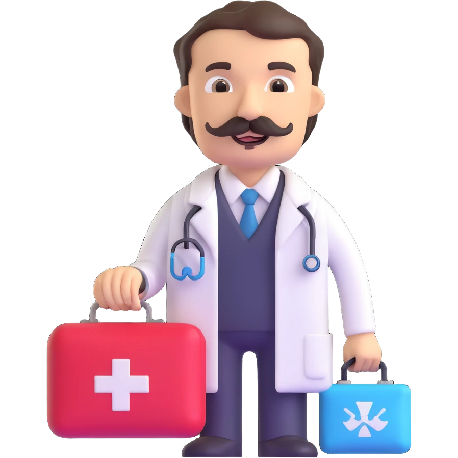 Dr. Watson with mustache and medical bag emoji