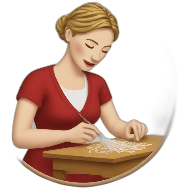 White woman Embroiderying emoji