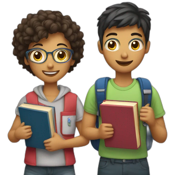 A student and a classmate holding books emoji