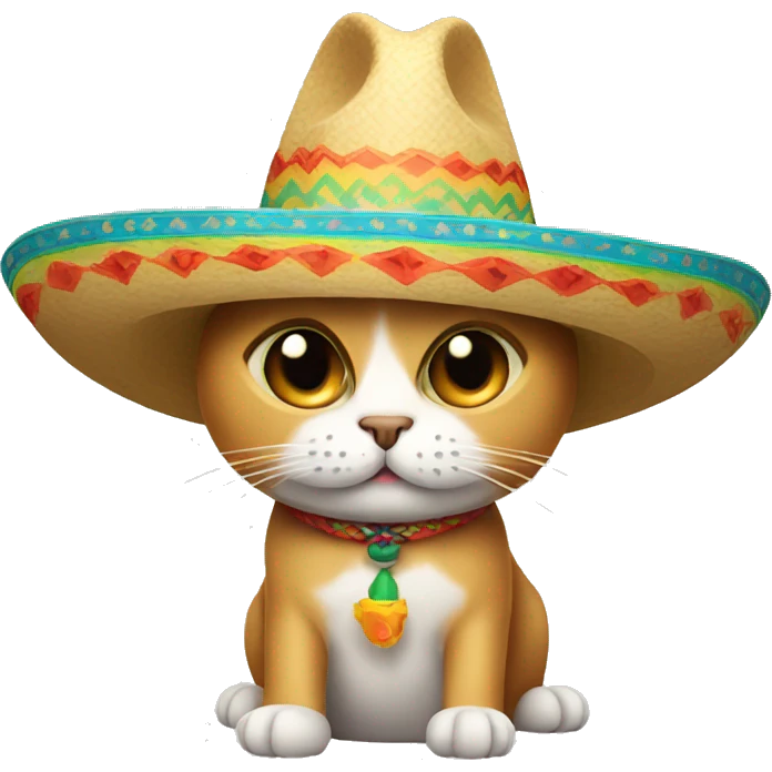 Cat wearing a sombrero hat with a mustache  emoji