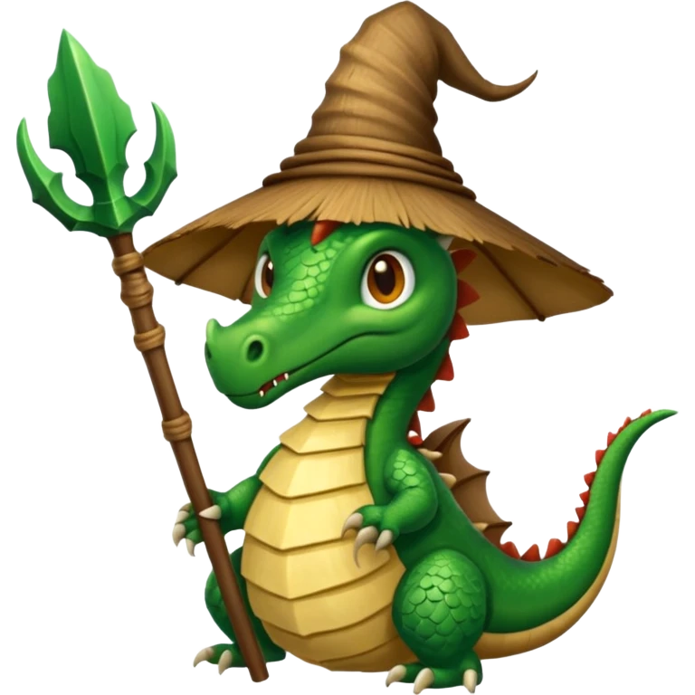 ein Drache mit einem Zauberstab in der Hand  und einem Hud  auf dem kopf und ein Bard emoji