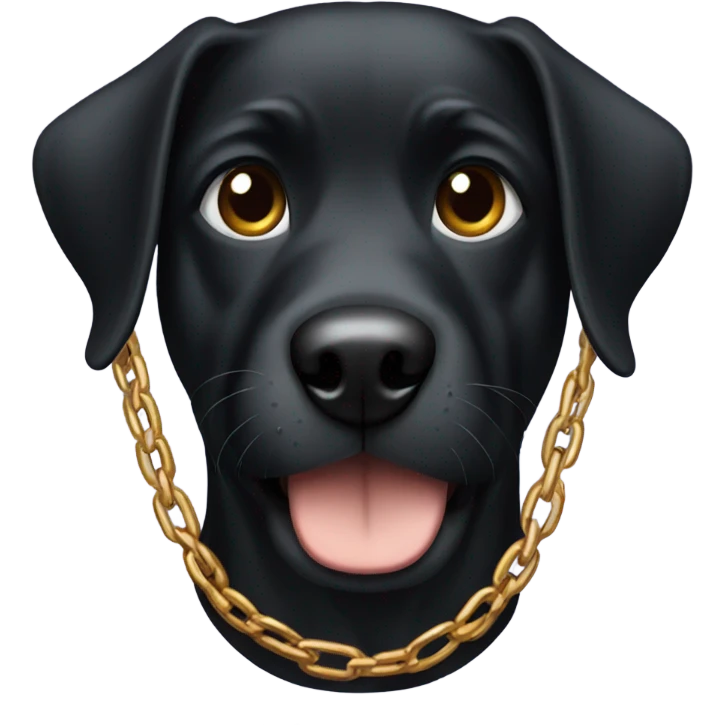 Black dog with a chain emoji