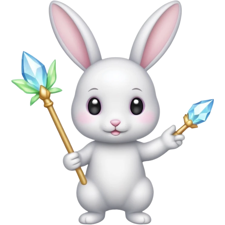 White Fairy glitter bunny with wand  emoji