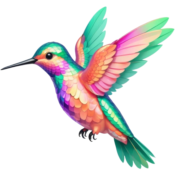 peach pink and mint humming bird, verywarm colours  emoji