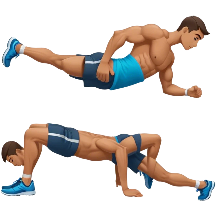 side-view of guy doing decline abdominal Crunches with sixpack emoji