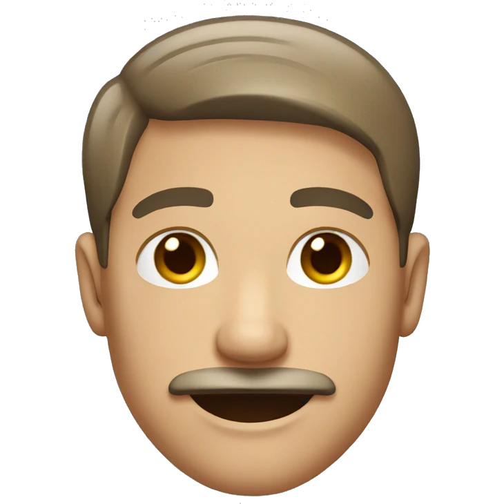 male, short hair, mustache, smiling, hazel eyes emoji
