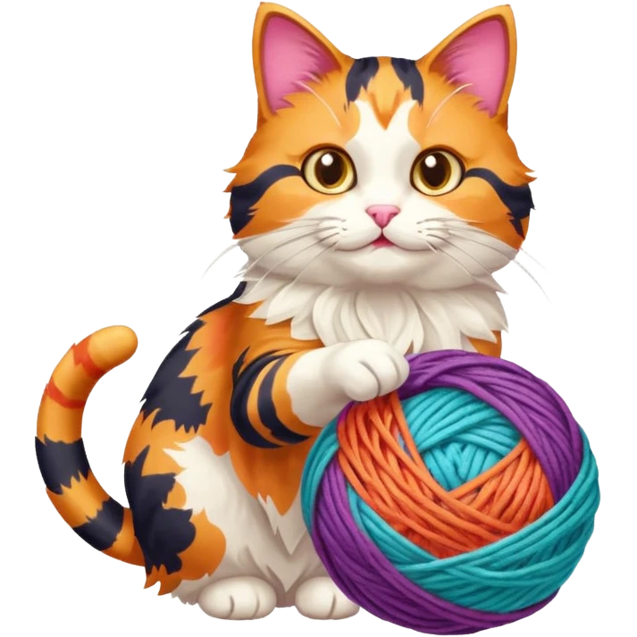 A playful cat leaning over the basket edge, reaching for a yarn ball. emoji