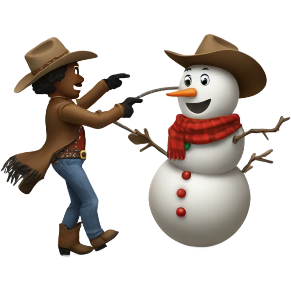 Cowboy lassoing a snowman emoji