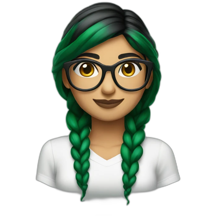 Mia Khalifa black braid white tshirt green sleeves slytherin logo emoji